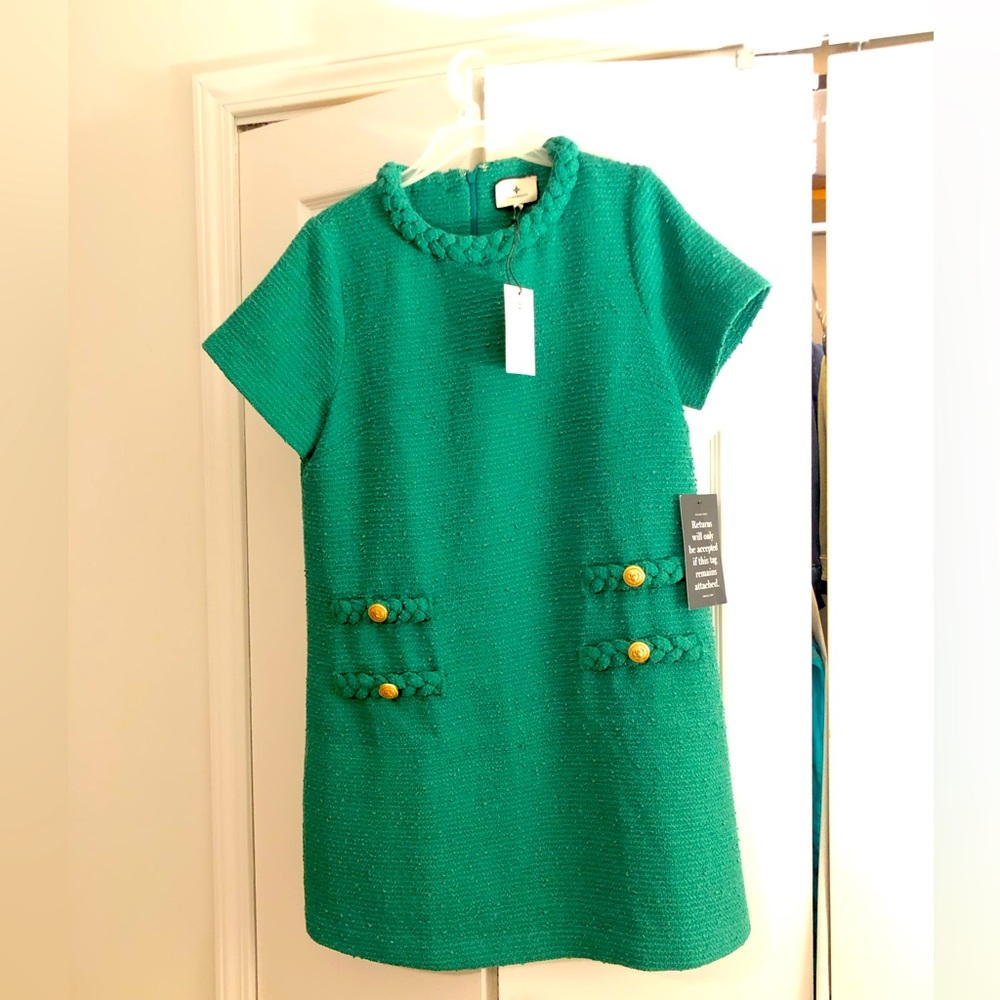 NWT Emerald Green Jackie Tweed Dress size Large